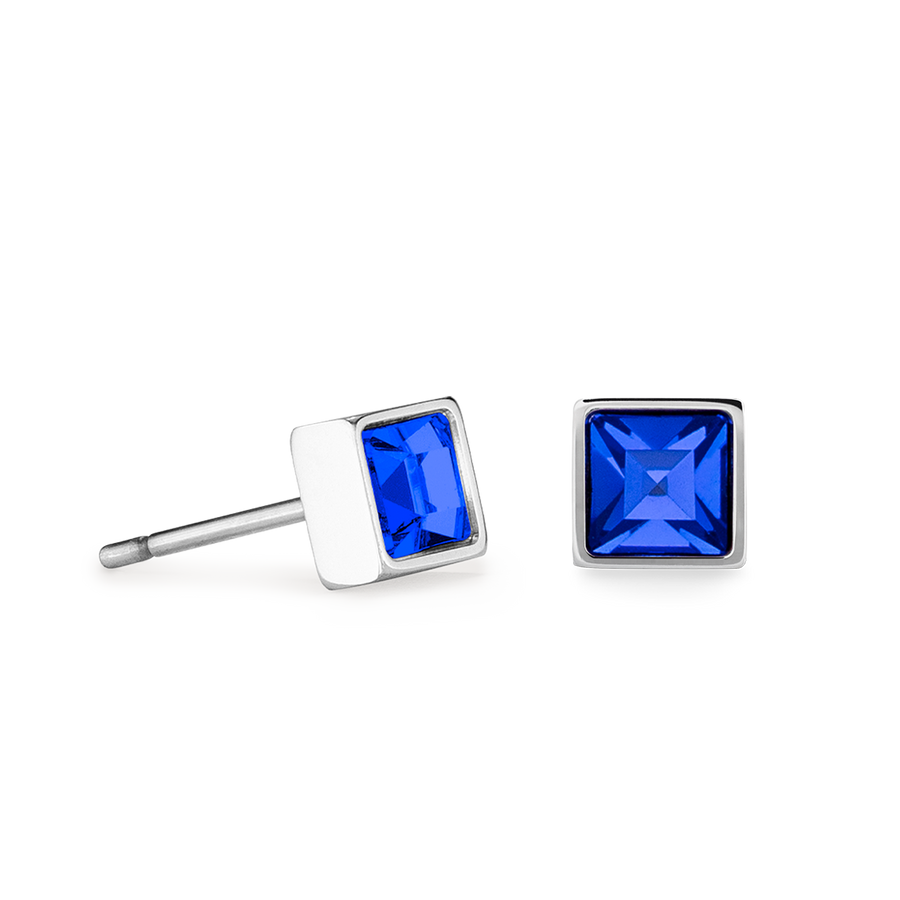 Brilliant Square small earrings silver blue