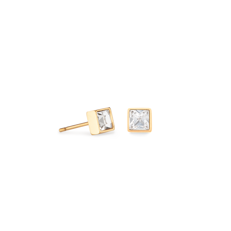 Brilliant Square small earrings gold crystal