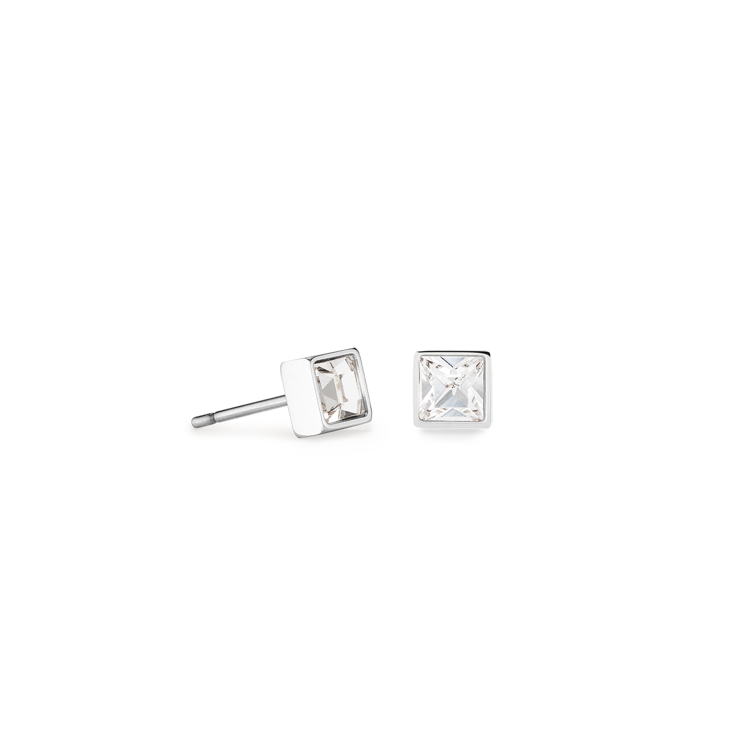 Brilliant Square small earrings silver crystal