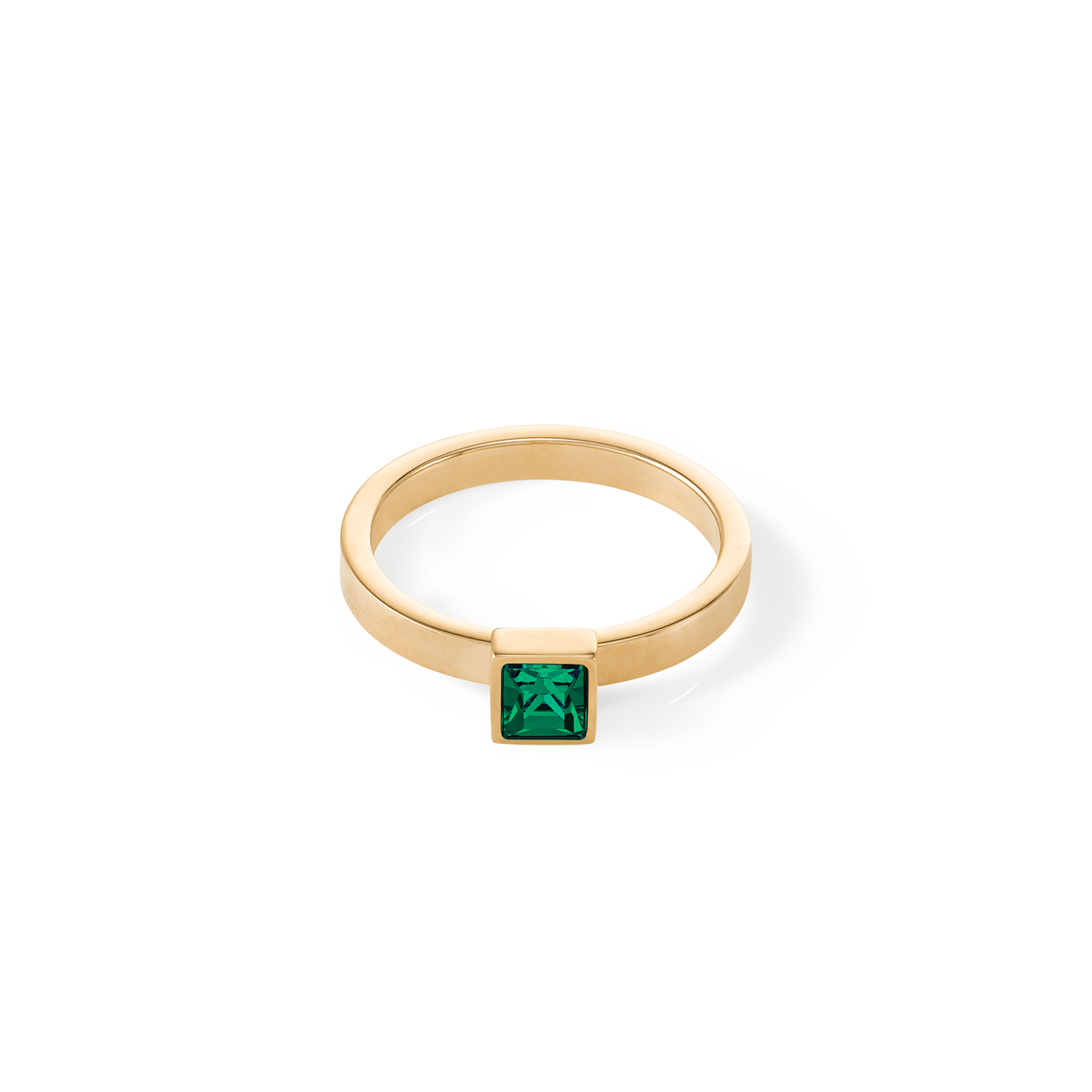 Brilliant Square small ring gold dark green