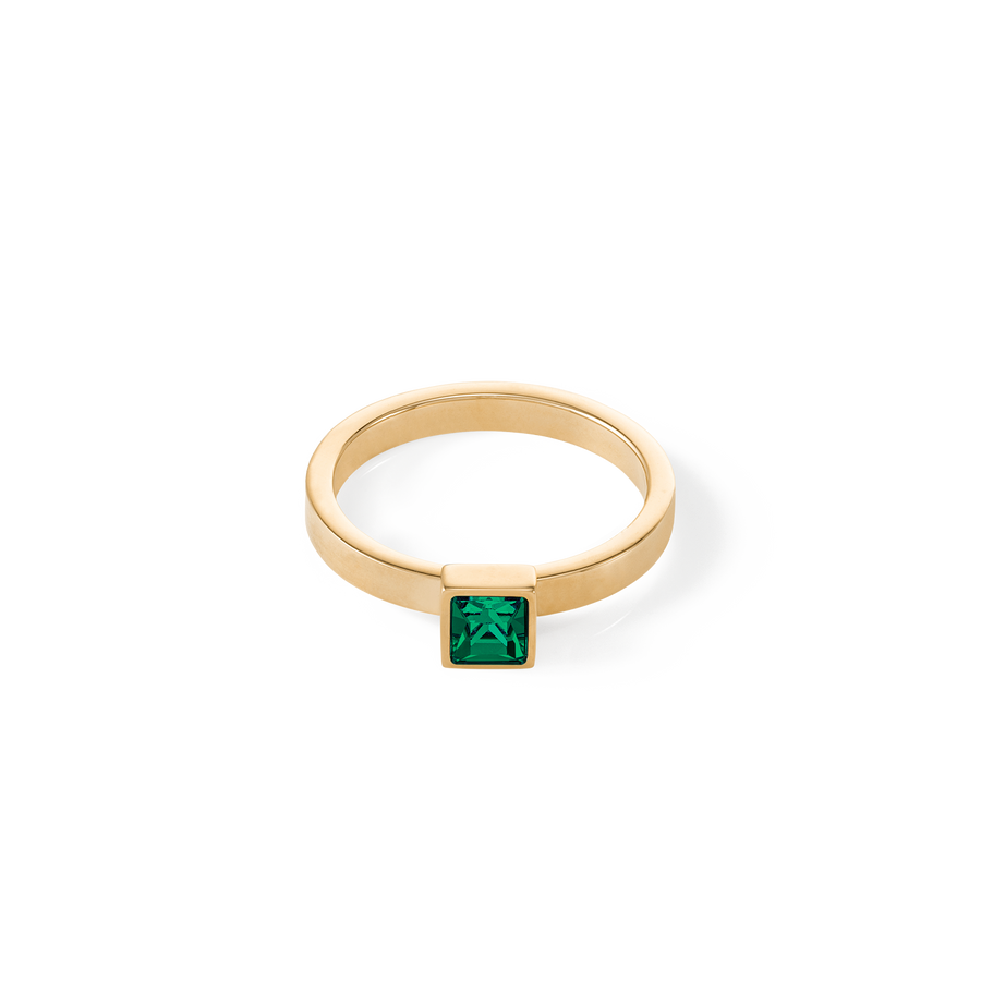 Brilliant Square small ring gold dark green