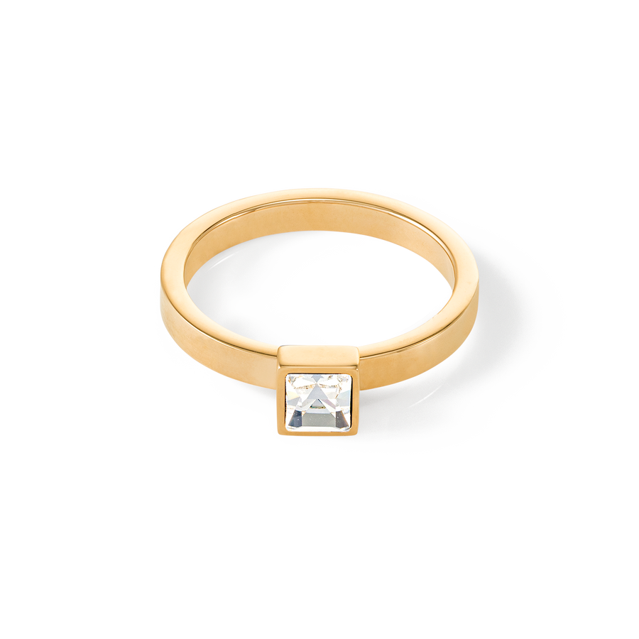 Brilliant Square small ring gold crystal
