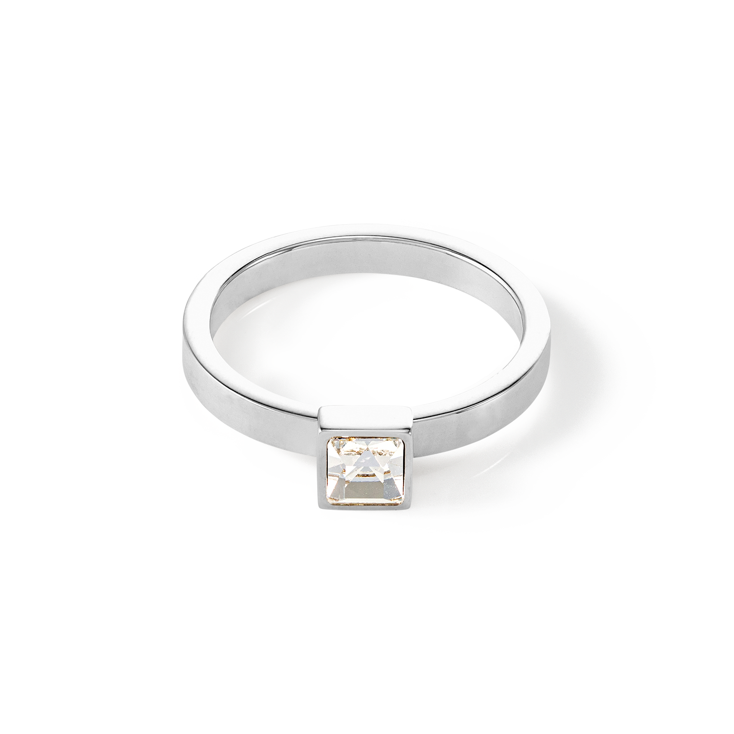 Brilliant Square small Ring silver crystal