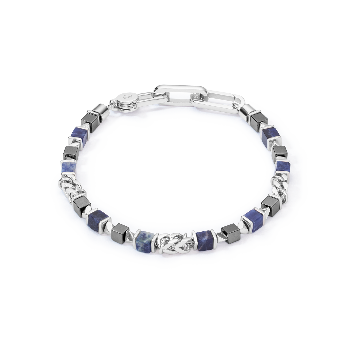 Unisex bracelet cubes & chain blue