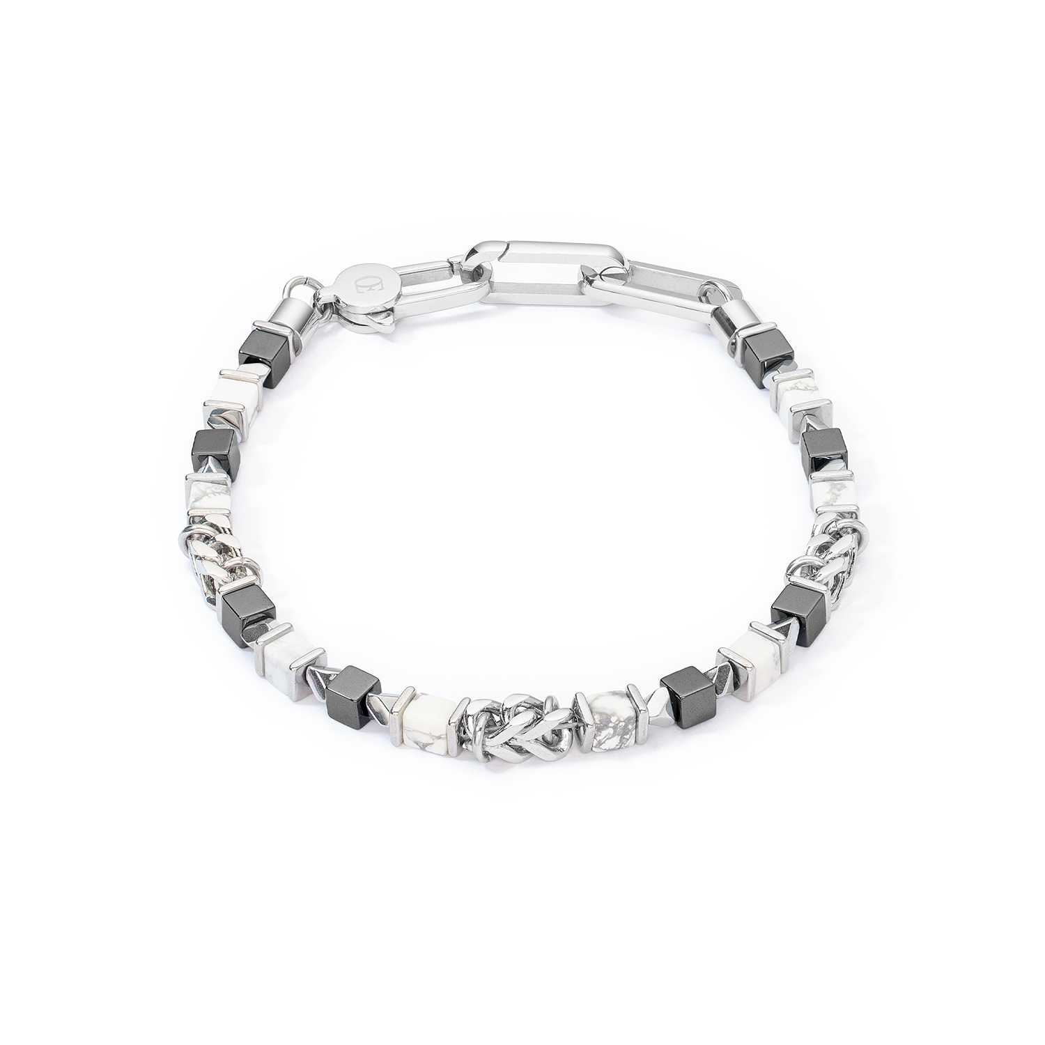 Unisex bracelet cubes & chain white