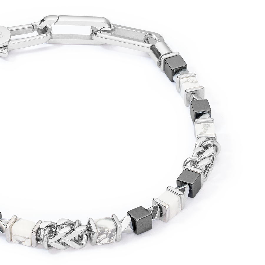 Unisex bracelet cubes & chain white
