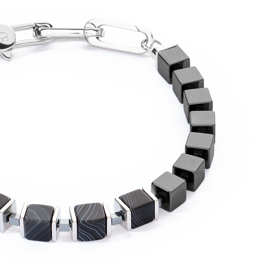 Unisex bracelet precious cubes black
