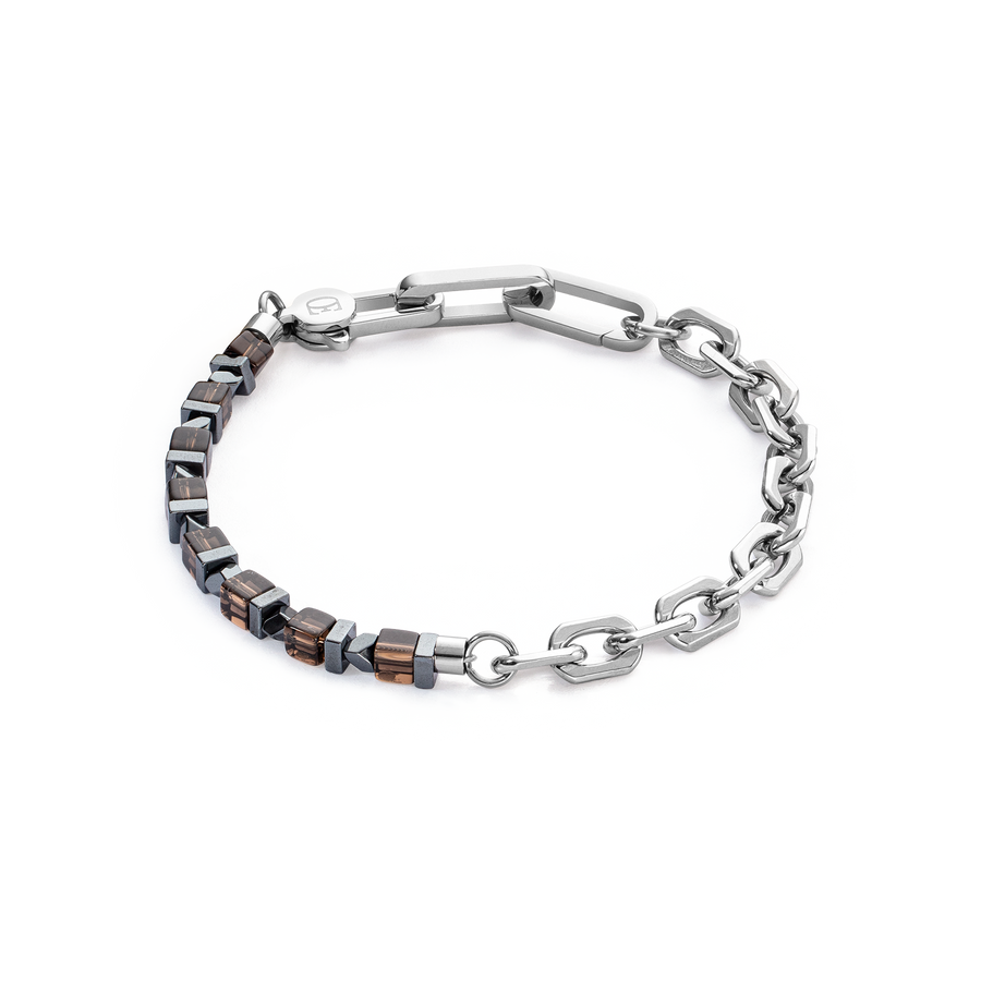 Bracelet Precious Fusion link chain brown-silver