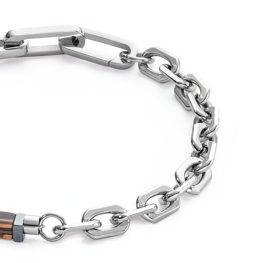 Bracelet Precious Fusion link chain brown-silver