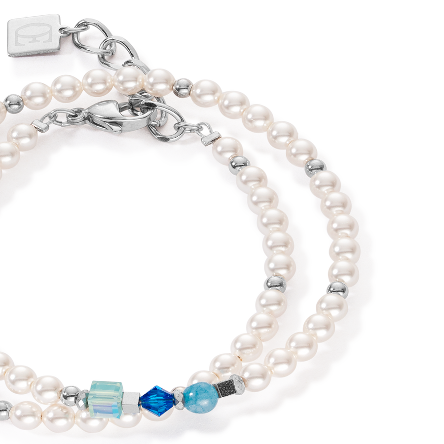 Princess Pearls bracelet Wrap Around silver blue