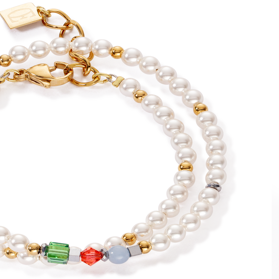 Princess Pearls bracelet Wrap Around gold multicolour Art Nouveau