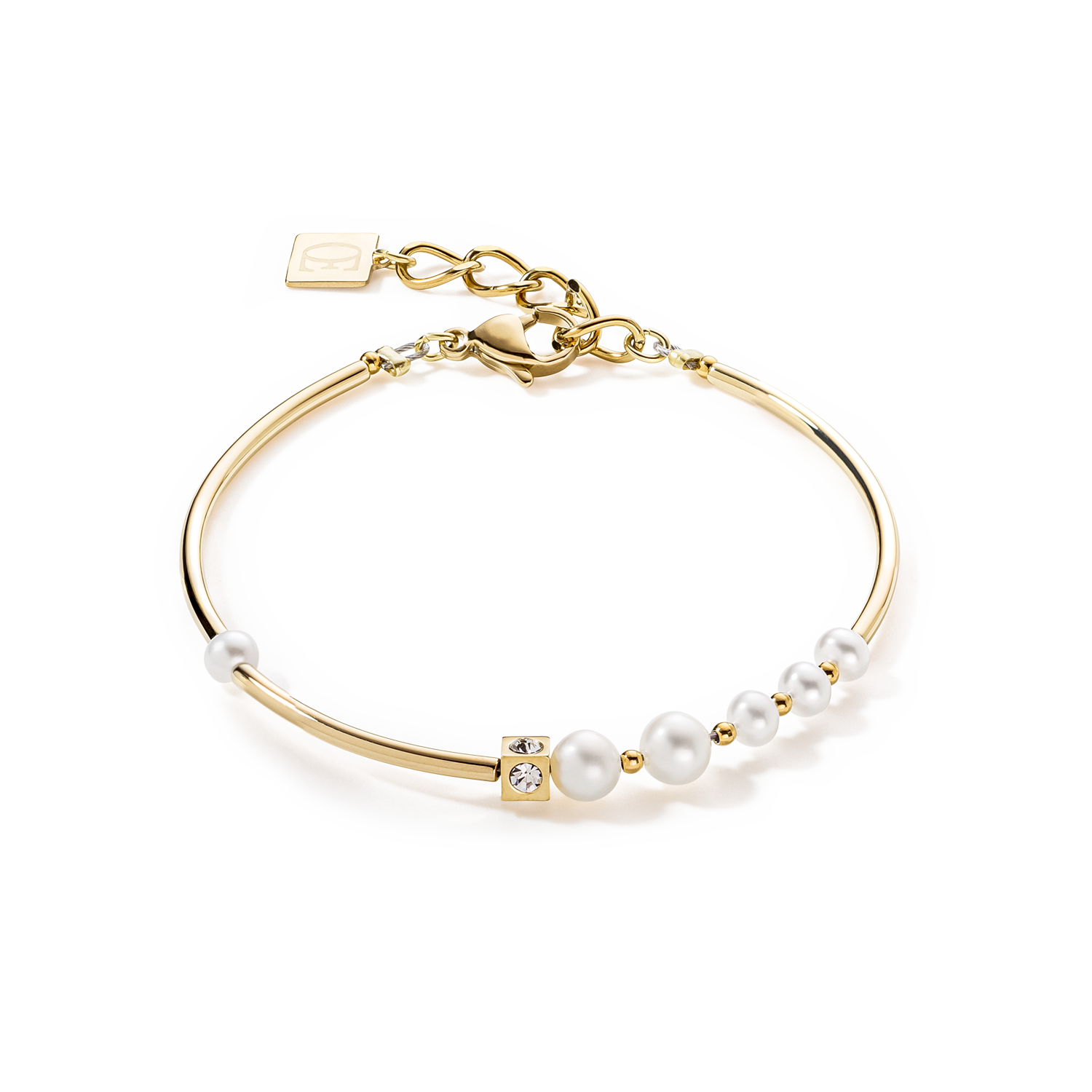 Bracelet Asymmetry Freshwater Pearls & stainless steel white-gold ...