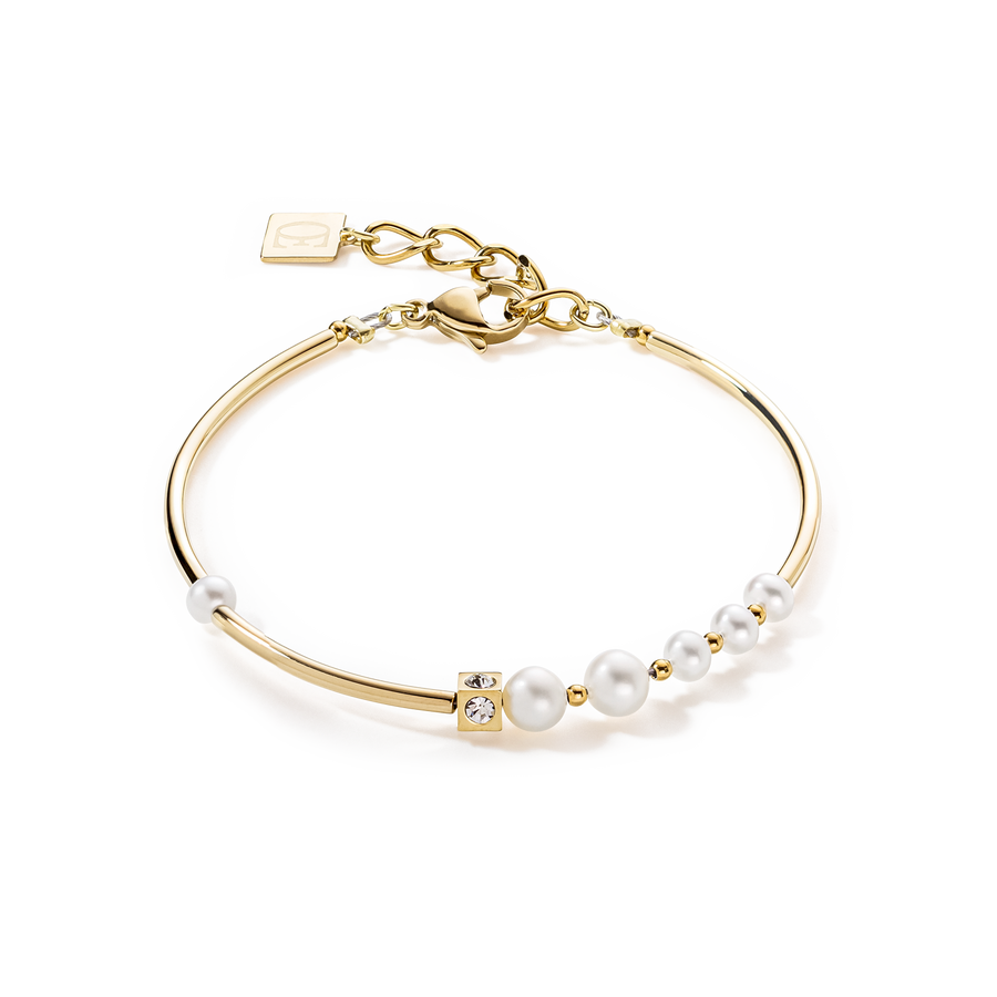Bracelet Asymmetry Freshwater Pearls & stainless steel white-gold