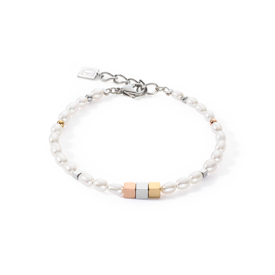Bracelet Cube Trilogy & oval Freshwater Pearls