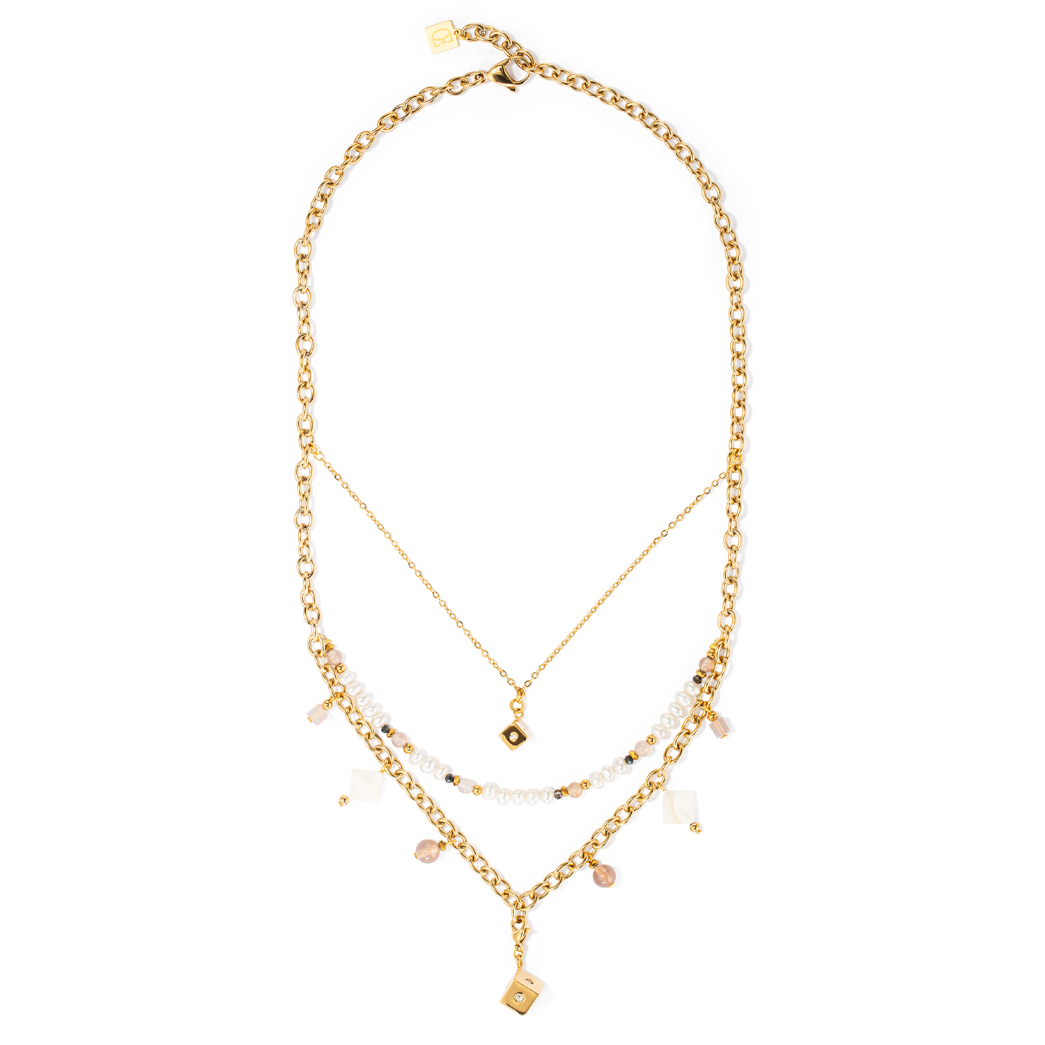 Boho necklace freshwater pearls gold & white – COEUR DE LION (UK-WORLD)