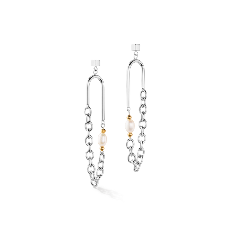 Boho earrings freshwater pearls silver & multicolour