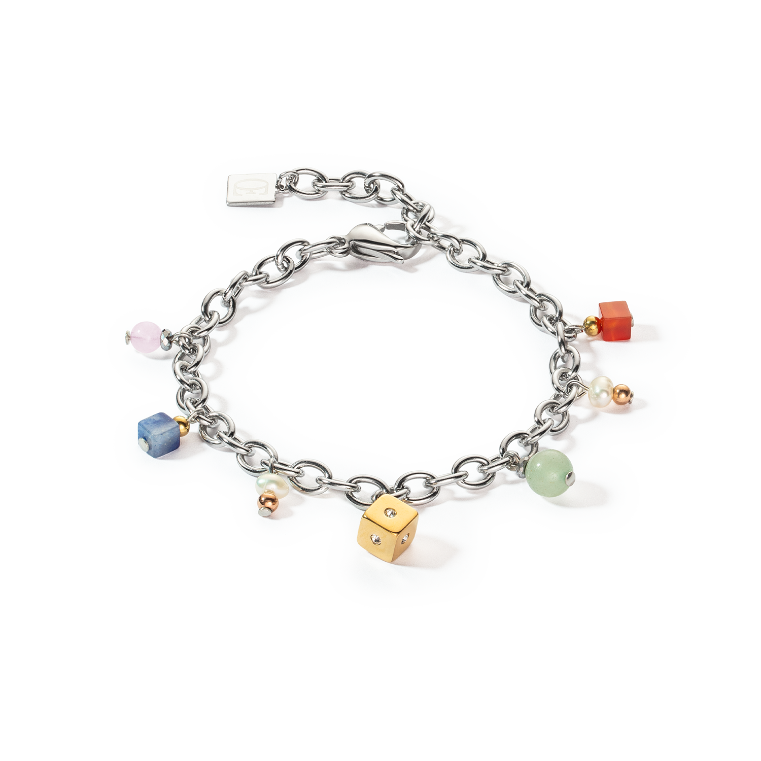 Boho bracelet freshwater pearls silver & multicolour