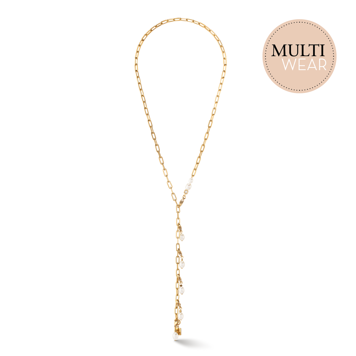 Modern chain necklace with freshwater pearl charms gold