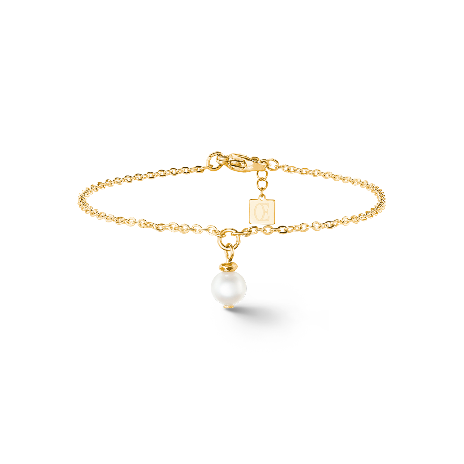 Solitaire freshwater pearl bracelet gold