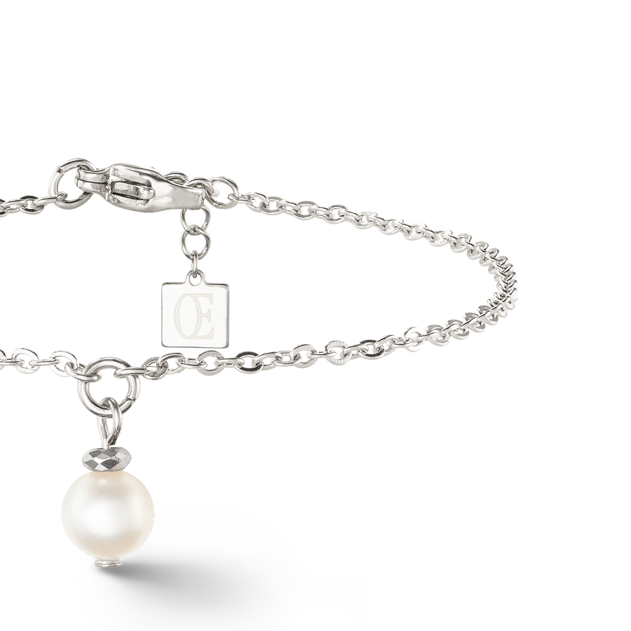 Solitaire freshwater pearl bracelet silver