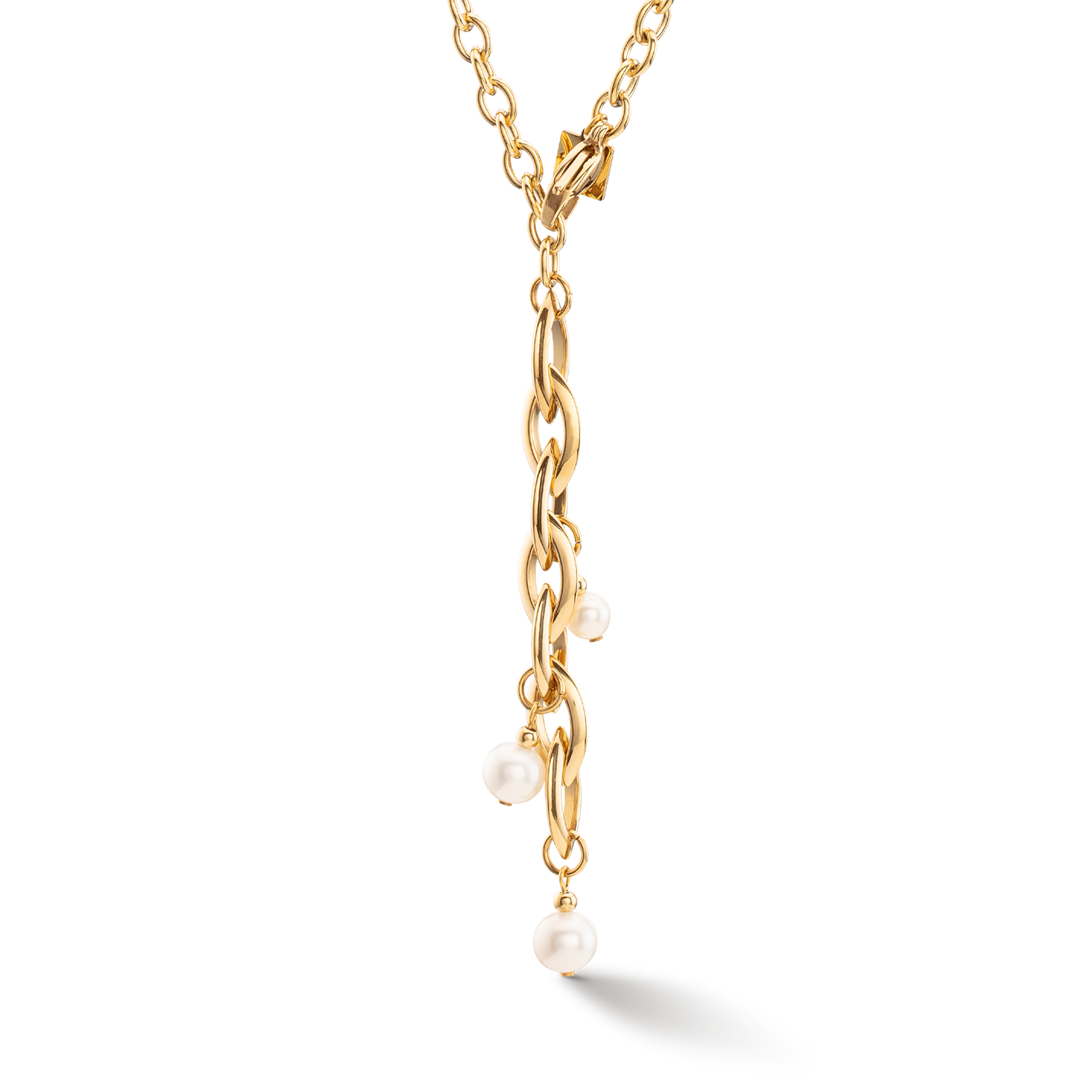 Necklace Y Navette Freshwater Pearls gold