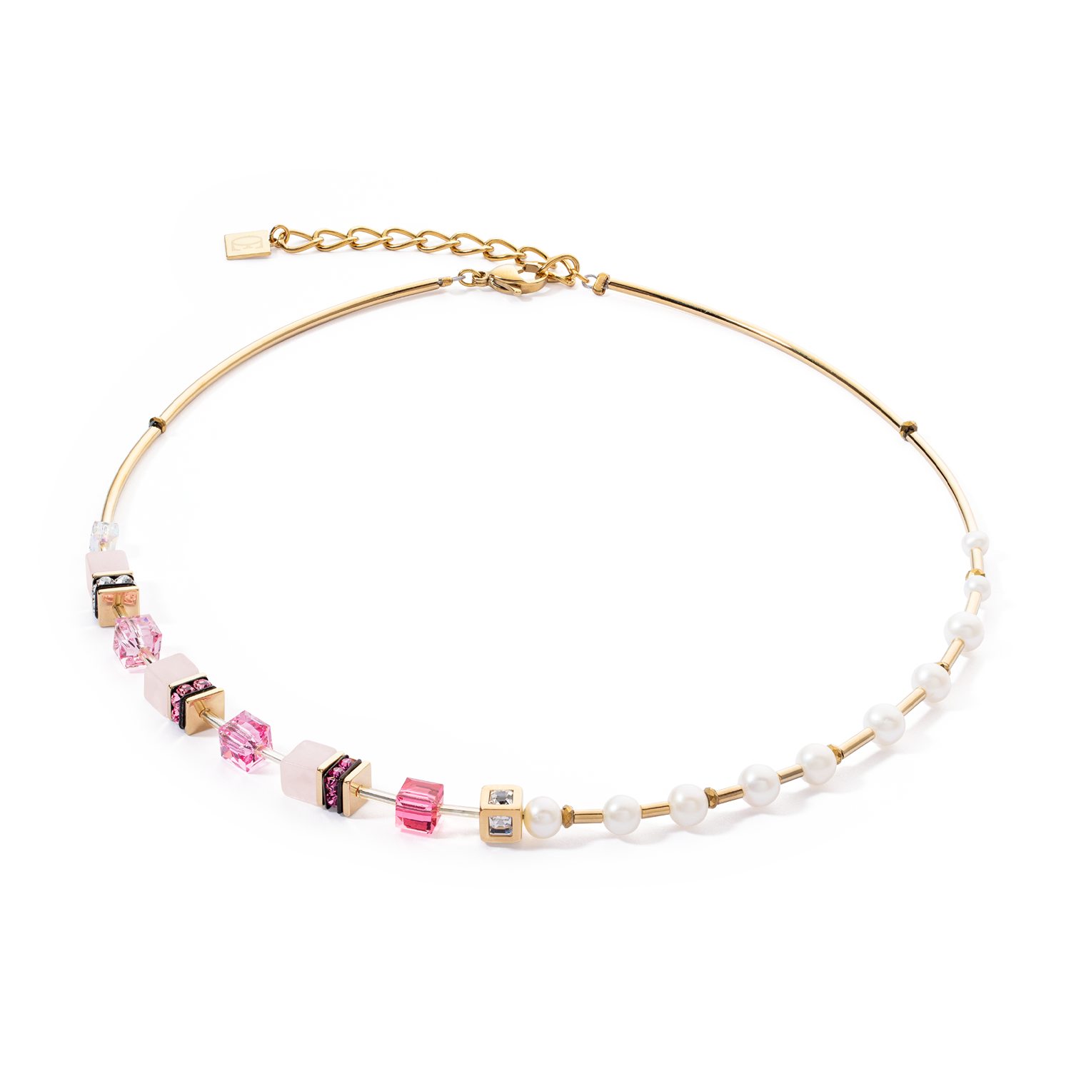 Necklace GeoCUBE® Fusion Precious Pearl Mix gold-pink