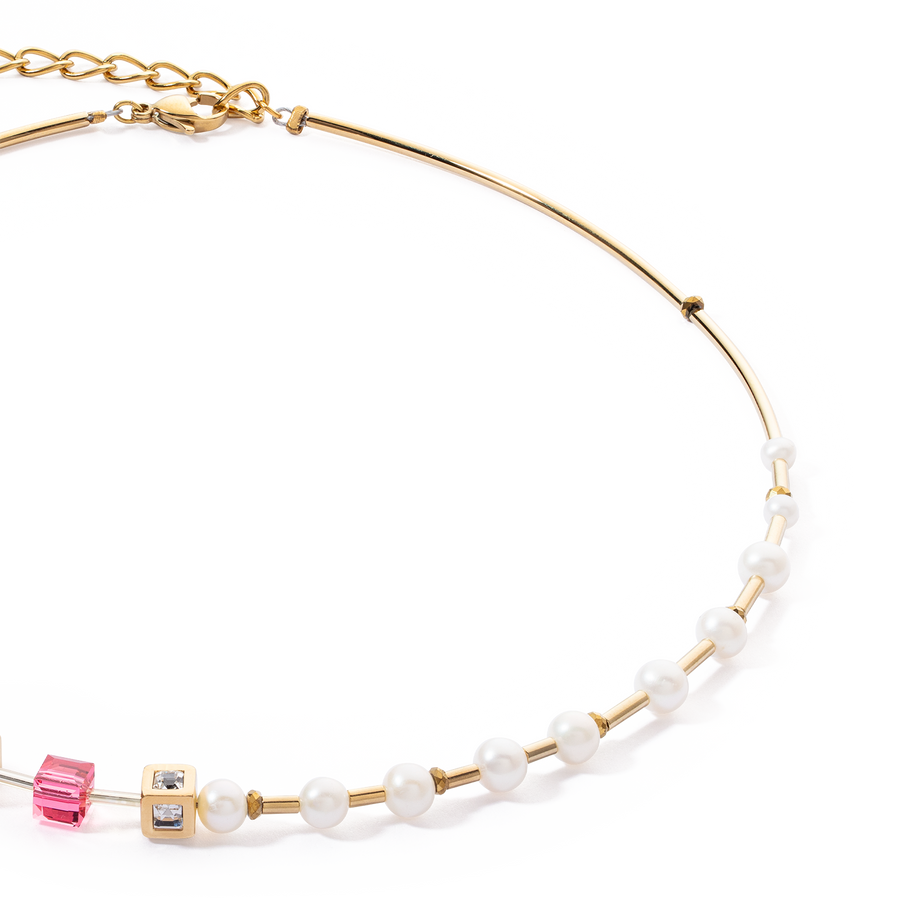 Necklace GeoCUBE® Fusion Precious Pearl Mix gold-pink