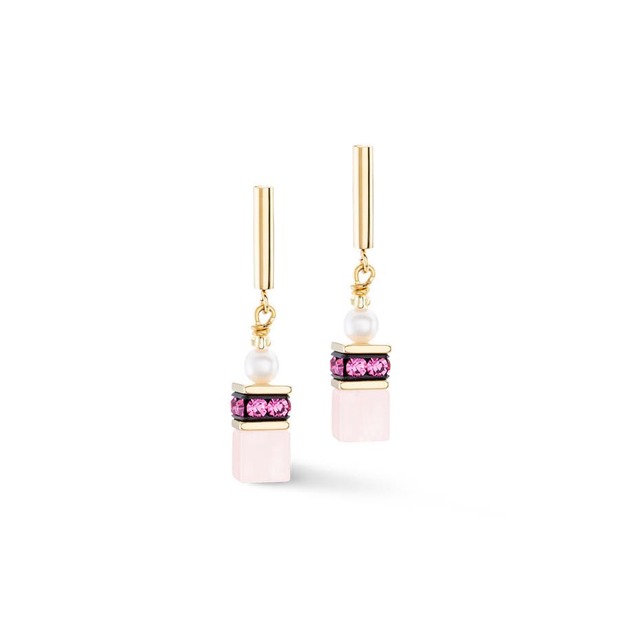 Earrings GeoCUBE® Fusion Precious Pearl Mix gold-pink