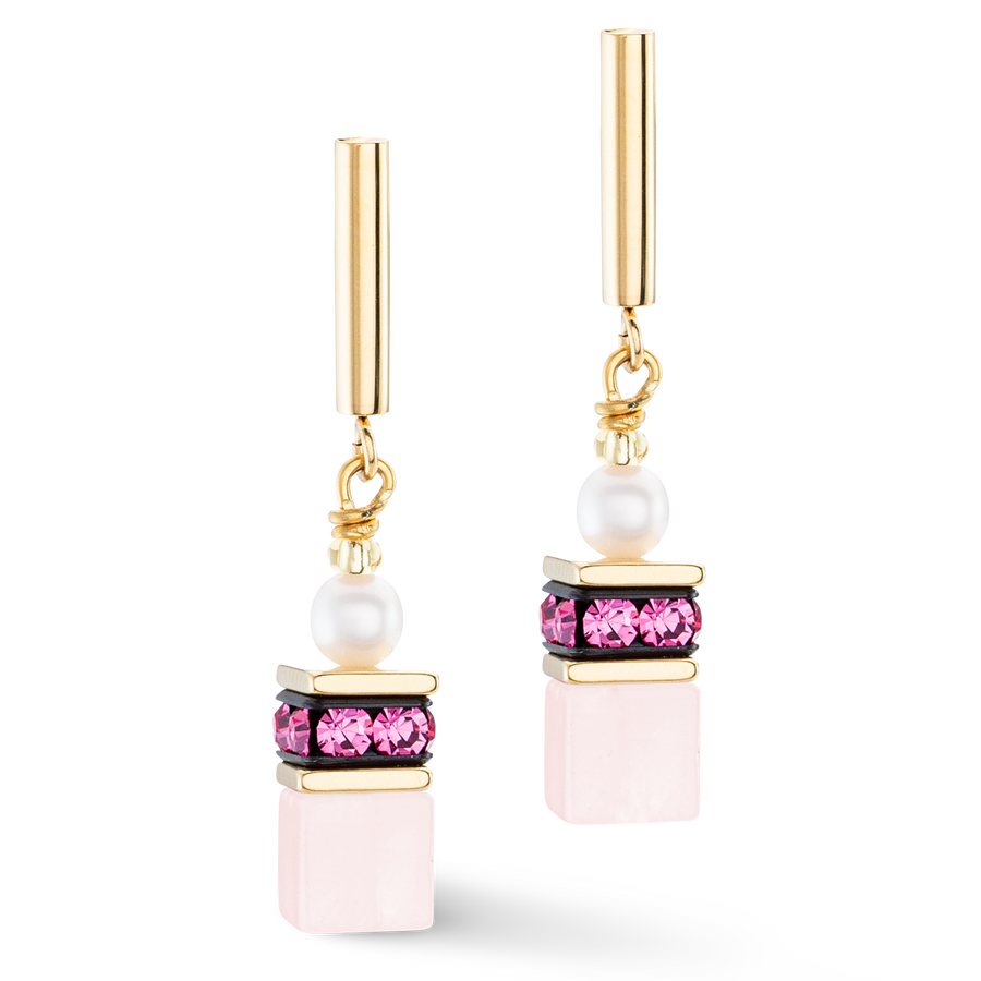 Earrings GeoCUBE® Fusion Precious Pearl Mix gold-pink