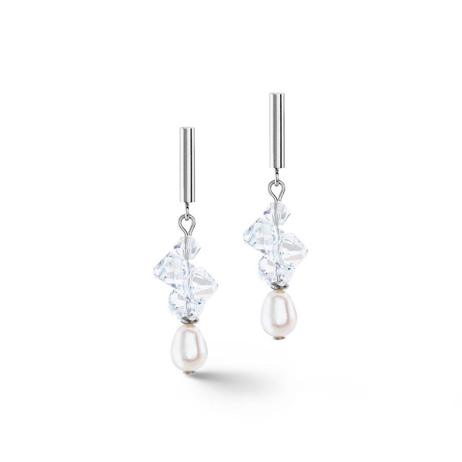 Earrings Dancing Crystals & Pearls silver