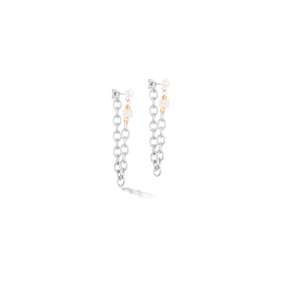 Earrings Cool Romantic Cubes & Pearls bicolour
