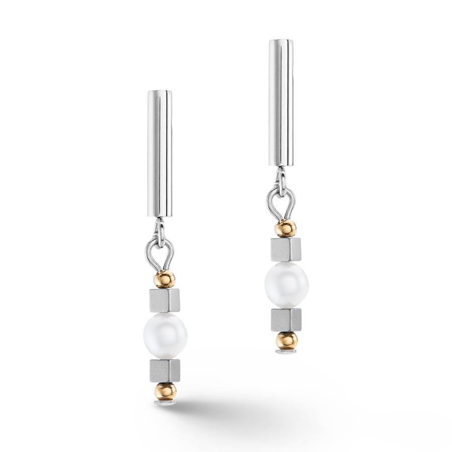 Earrings Orbit freshwater pearl silver