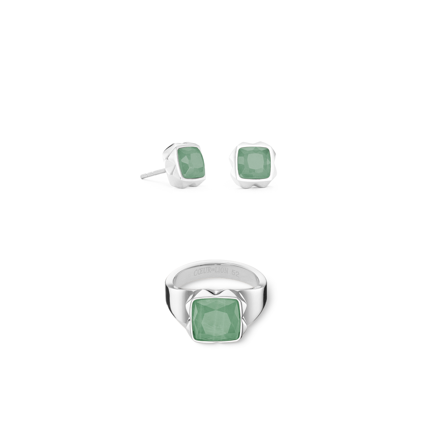 Earrings Spikes Square Aventurine silver-green