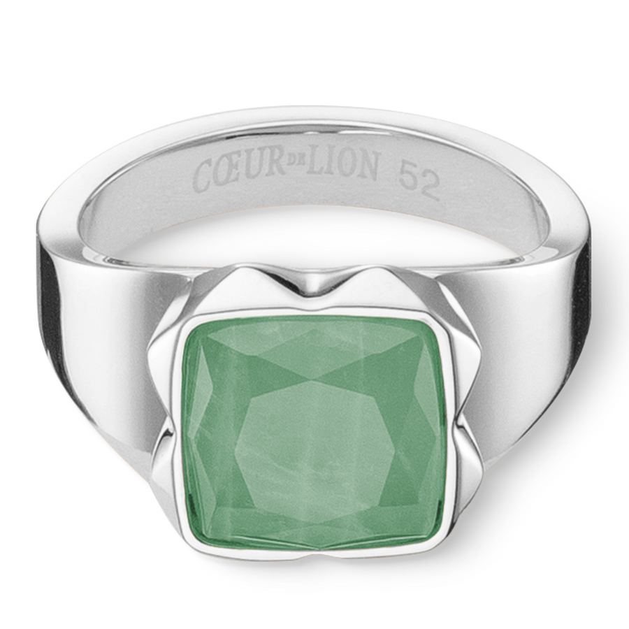 Ring Spikes Square Aventurine silver-green