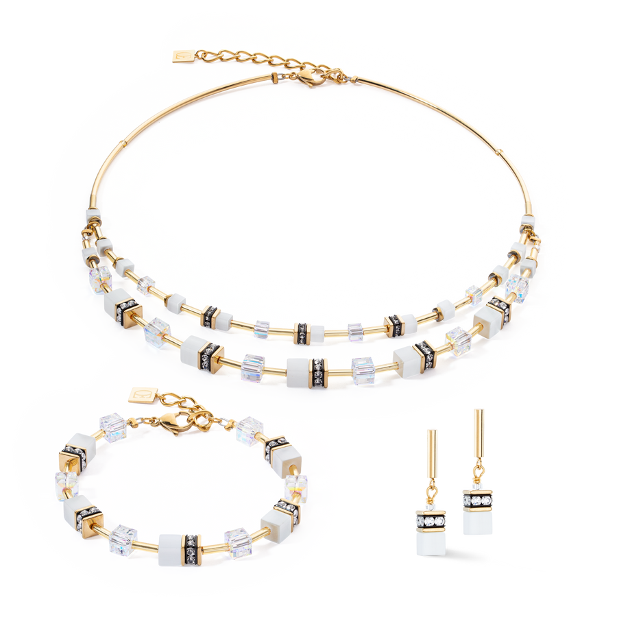 GeoCUBE® Iconic Layer necklace gold-white