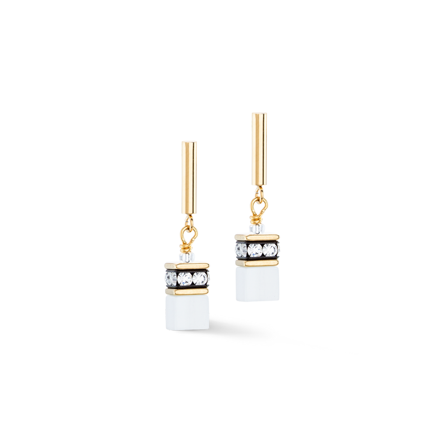 GeoCUBE® Iconic Layer earrings gold-white