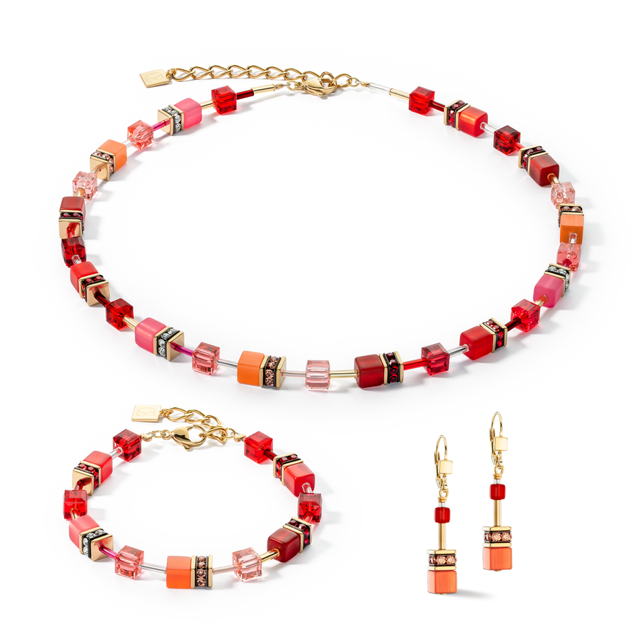 GeoCUBE® Iconic necklace gold red