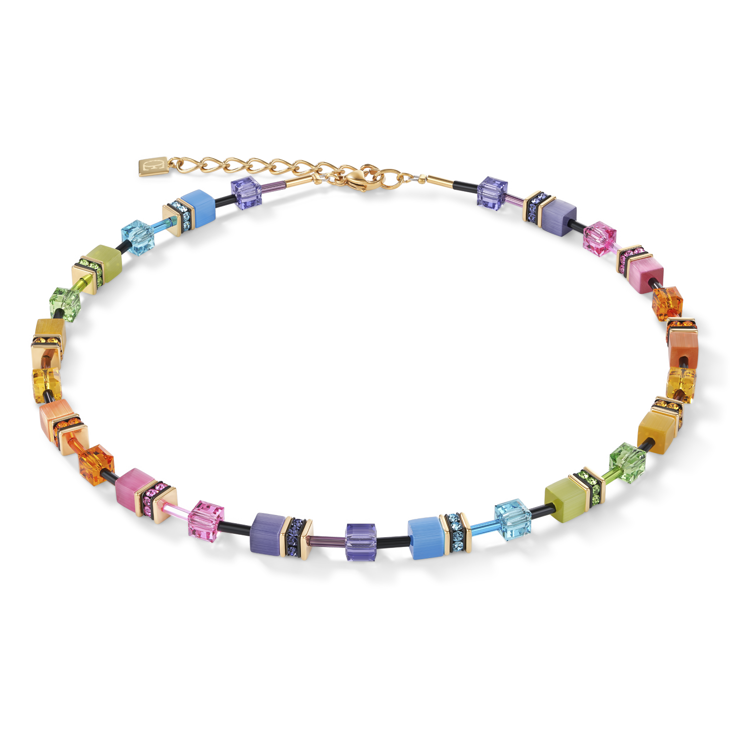 GeoCUBE® Necklace multicolour rainbow gold