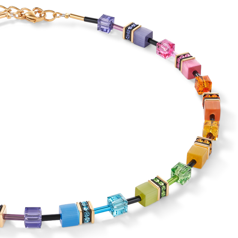 GeoCUBE® Necklace multicolour rainbow gold