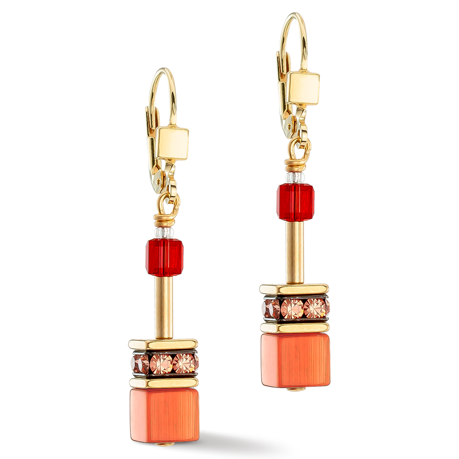 GeoCUBE® Iconic earrings gold red