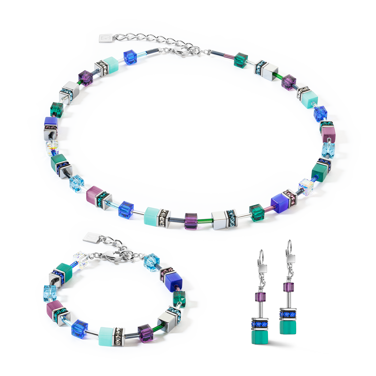 GeoCUBE® Iconic earrings turquoise lilac