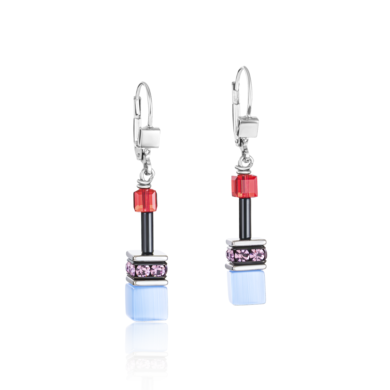 GeoCUBE® Earrings purple-red-blue
