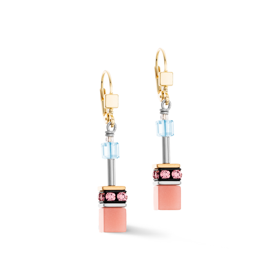 GeoCUBE® Iconic earrings aqua-apricot