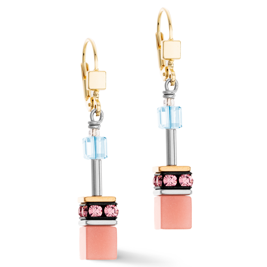 GeoCUBE® Iconic earrings aqua-apricot