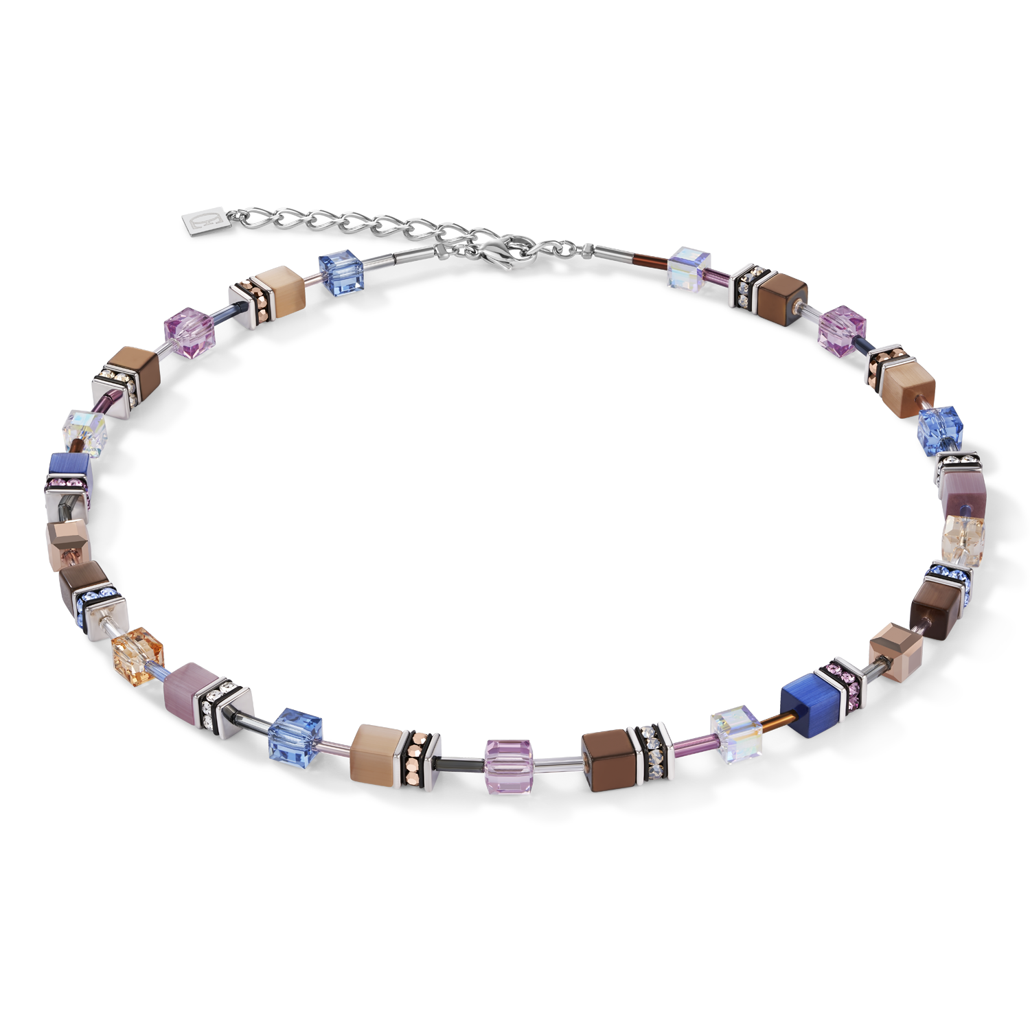 GeoCUBE® Necklace blue-brown-lilac