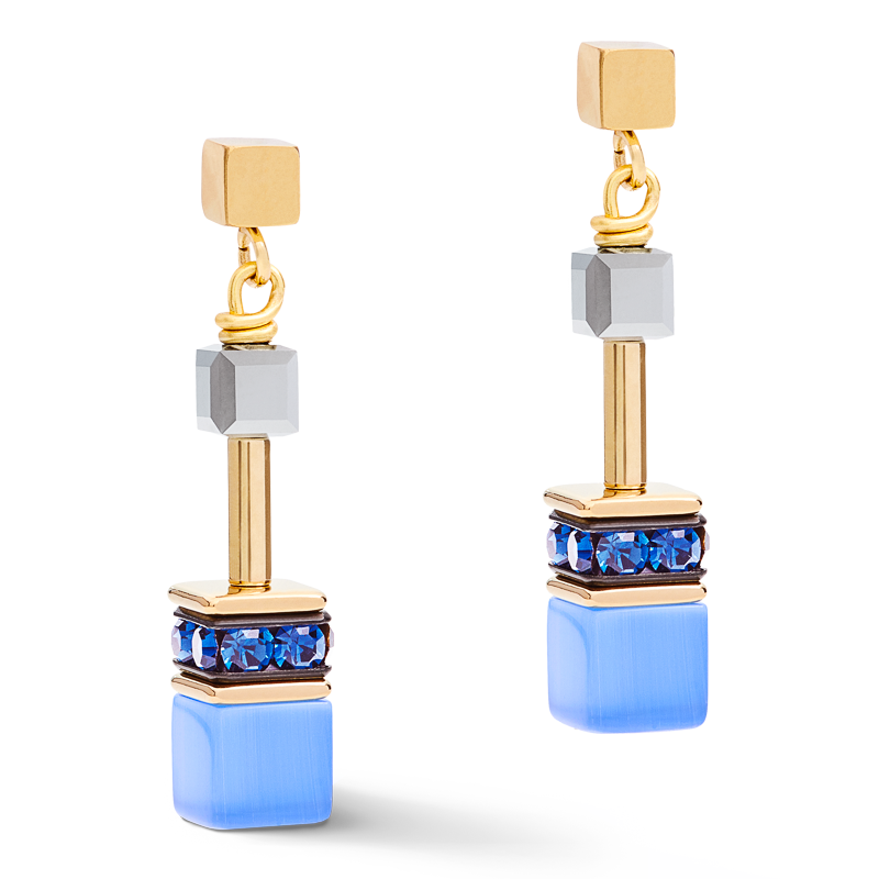GeoCUBE® Earrings blue-gold