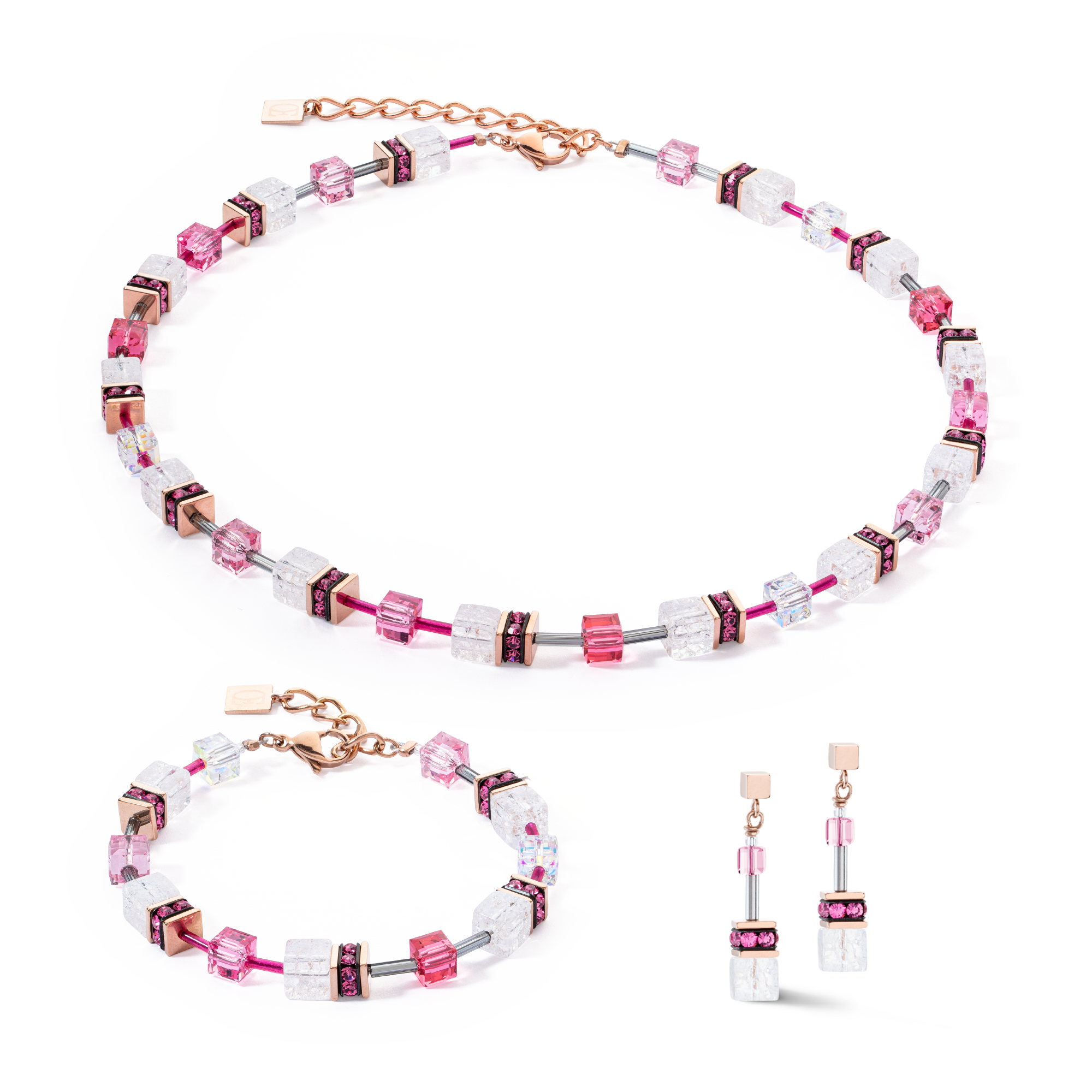 GeoCUBE® Iconic Nature earrings pink white