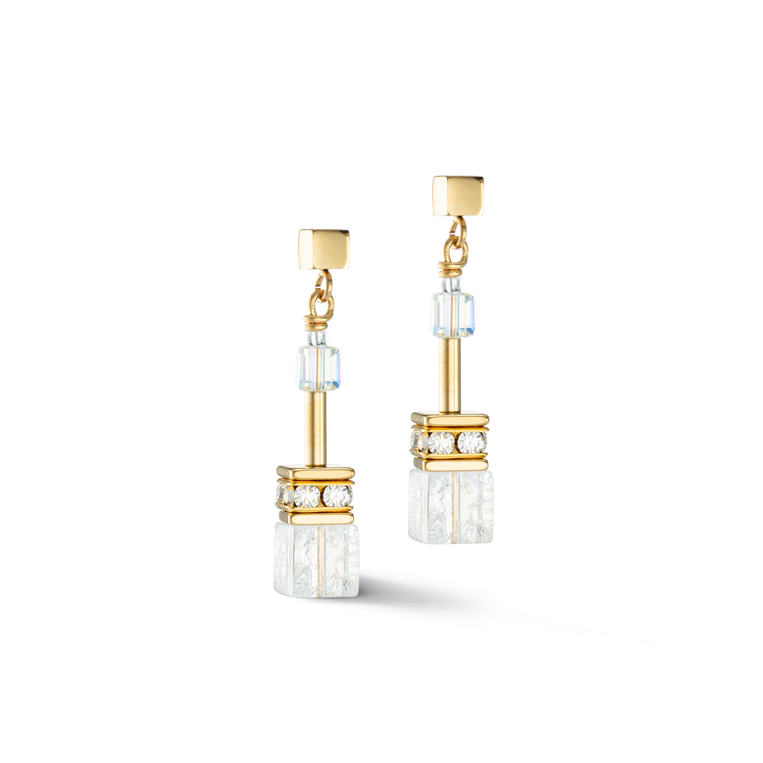 GeoCUBE® Iconic Nature earrings gold white