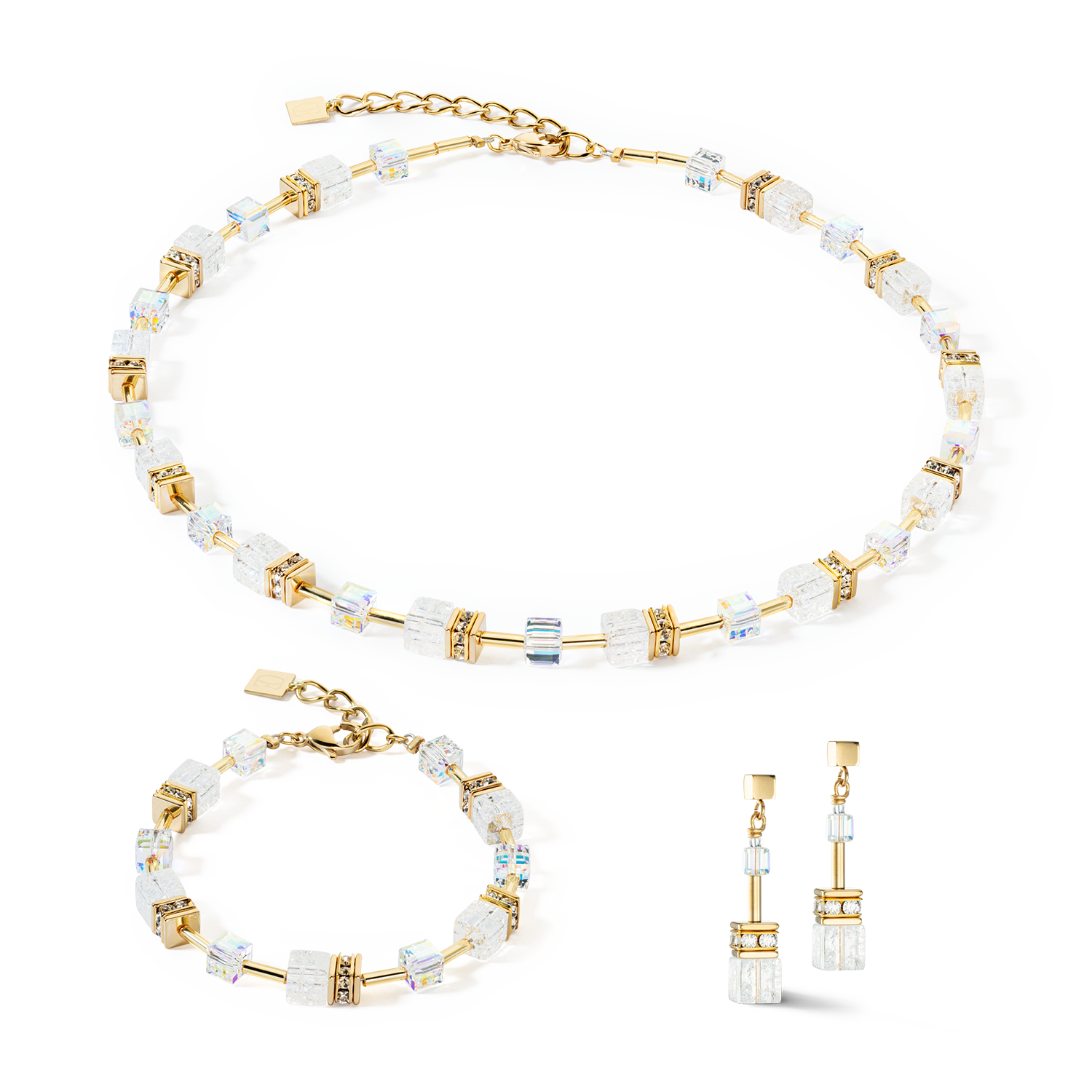 GeoCUBE® Iconic Nature earrings gold white