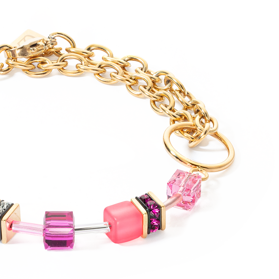 GeoCUBE® Iconic Chain bracelet gold-magenta